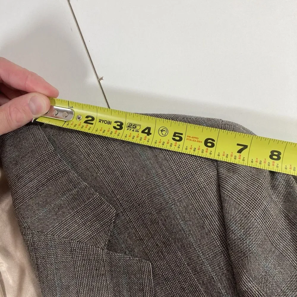 VTG Chaps by Ralph Lauren Blazer 44R Wool Gray Light Check Made in USA Suit Coat